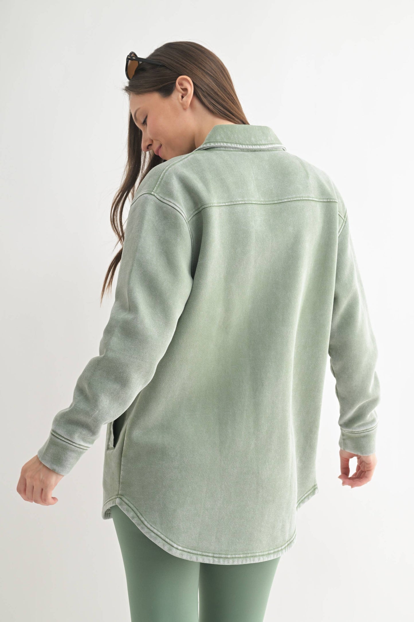 Snap-On Shacket with Pockets: NATURAL