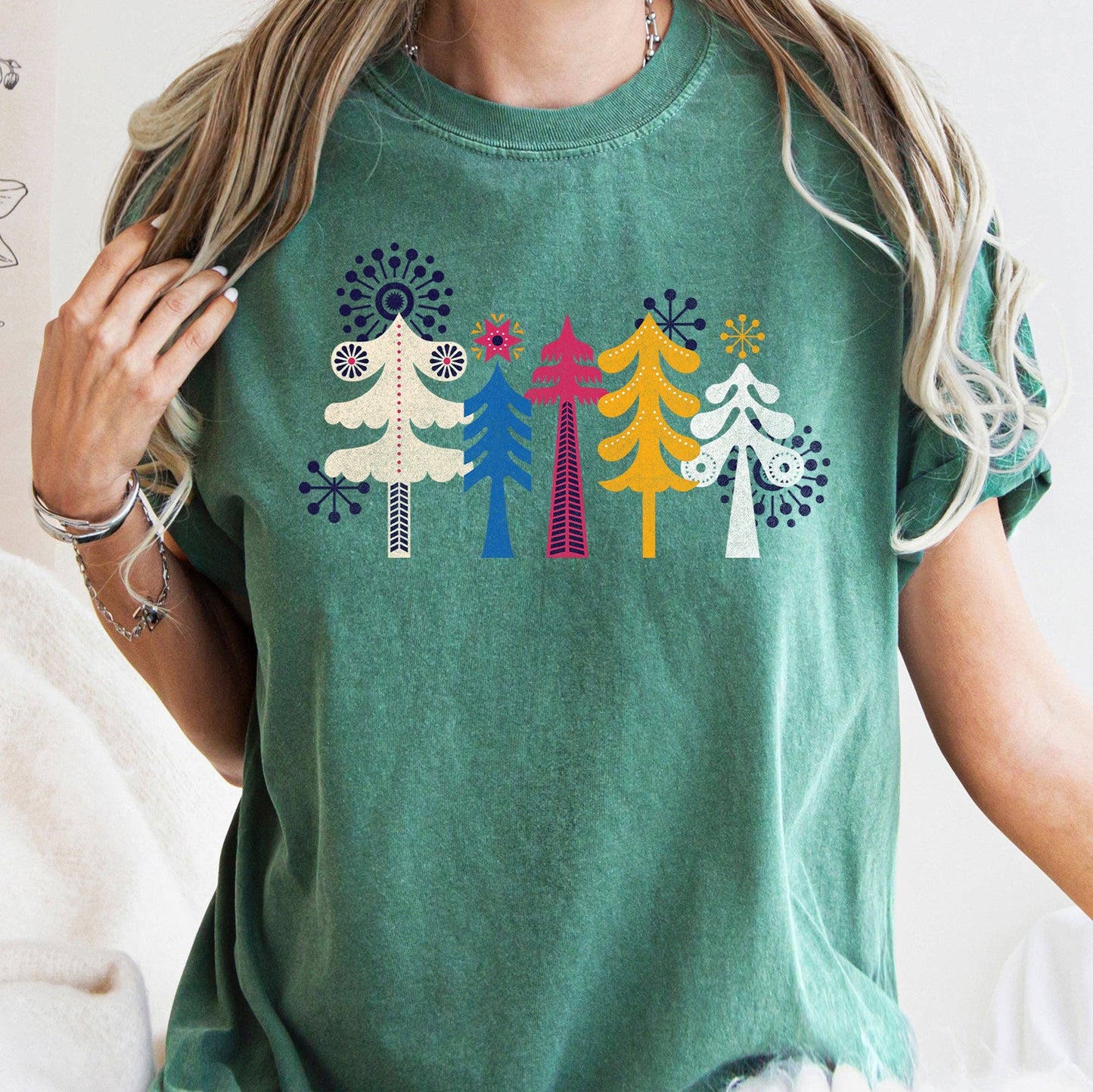 Noel Folk Art, Christmas, Snowflakes, Nordic, Tshirt