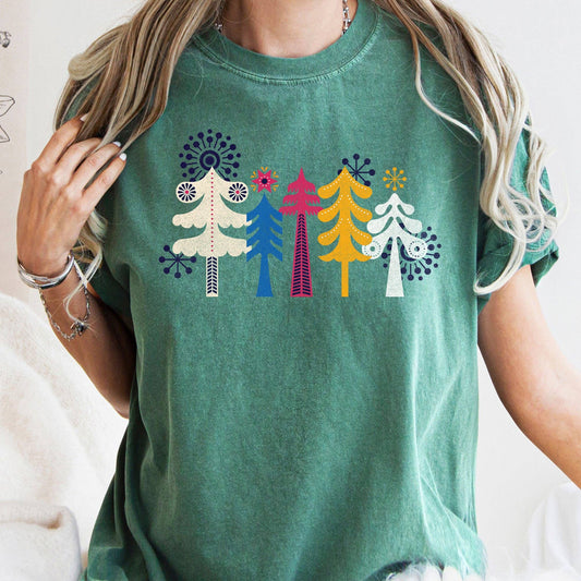 Noel Folk Art, Christmas, Snowflakes, Nordic, Tshirt