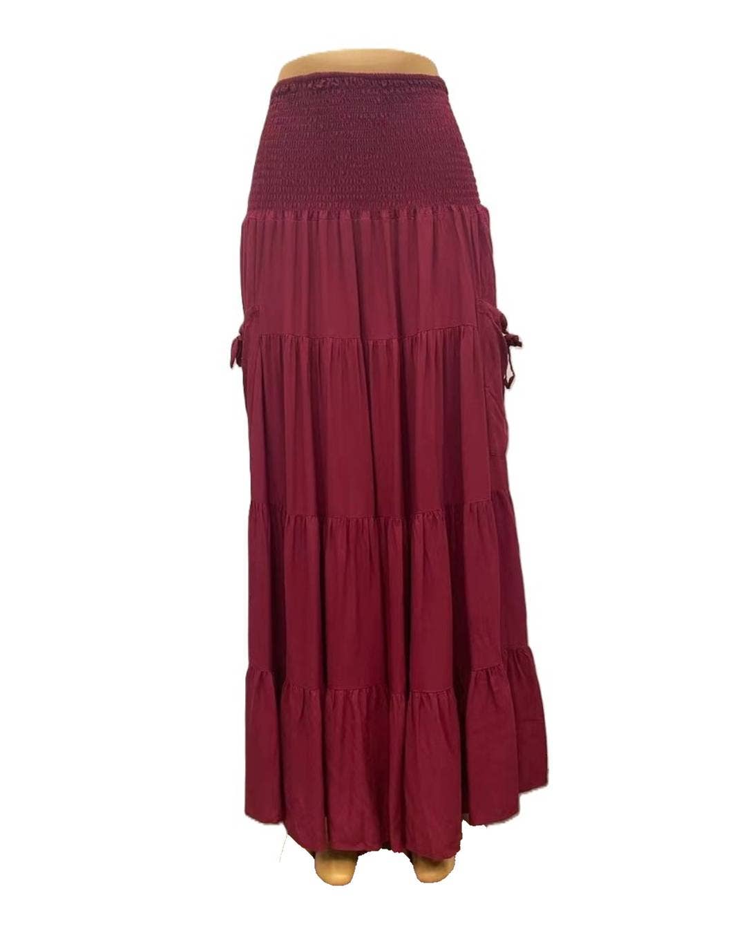 Bohemian Loose Plain Pockets Wrap Skirts