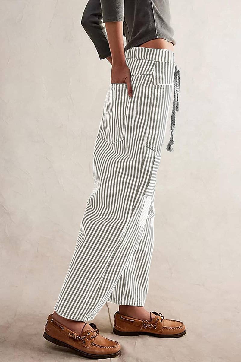 Striped Pattern Casual Loose Fit Pants
