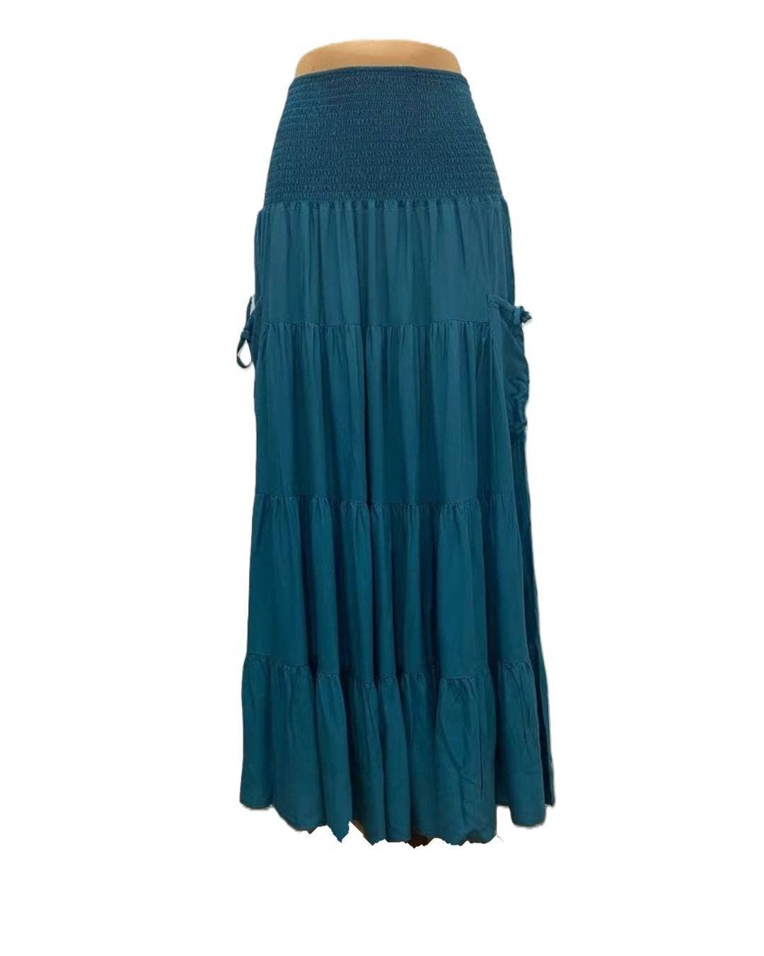 Bohemian Loose Plain Pockets Wrap Skirts
