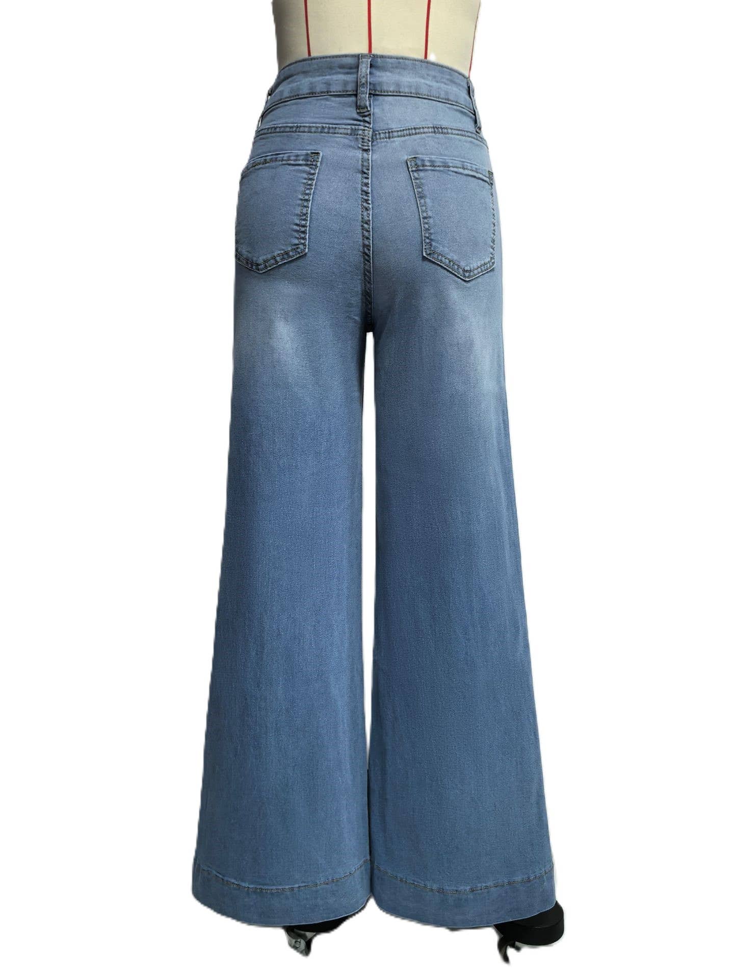 Trendy Western Retro Washed Wide Leg Jeans