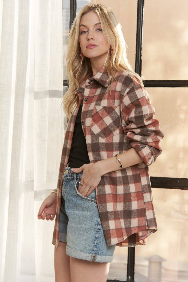 Plaid Button Up Flannel Shacket