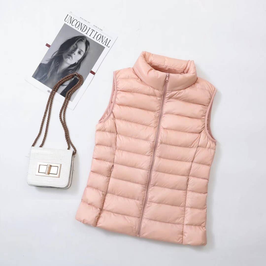 Essential basic puffer vest Slim-fit sleeveless jacket