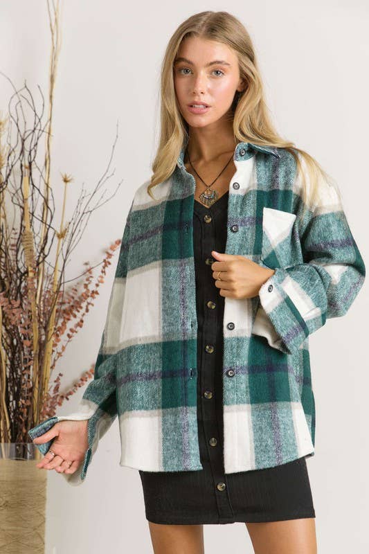 Plaid Flannel Shirt Jacket Shirket