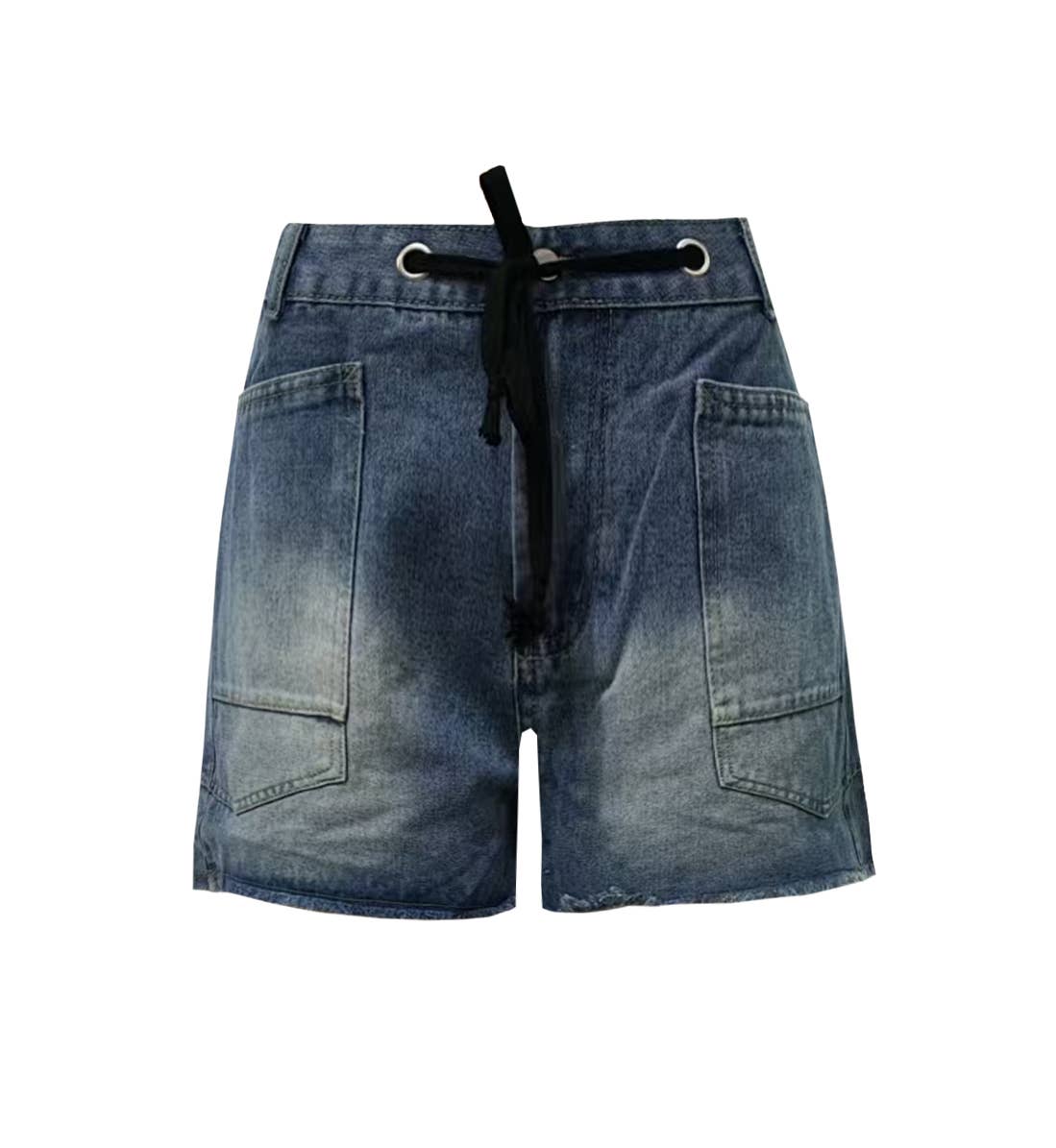 Street Style Drawstring Pocket Denim Casual Shorts