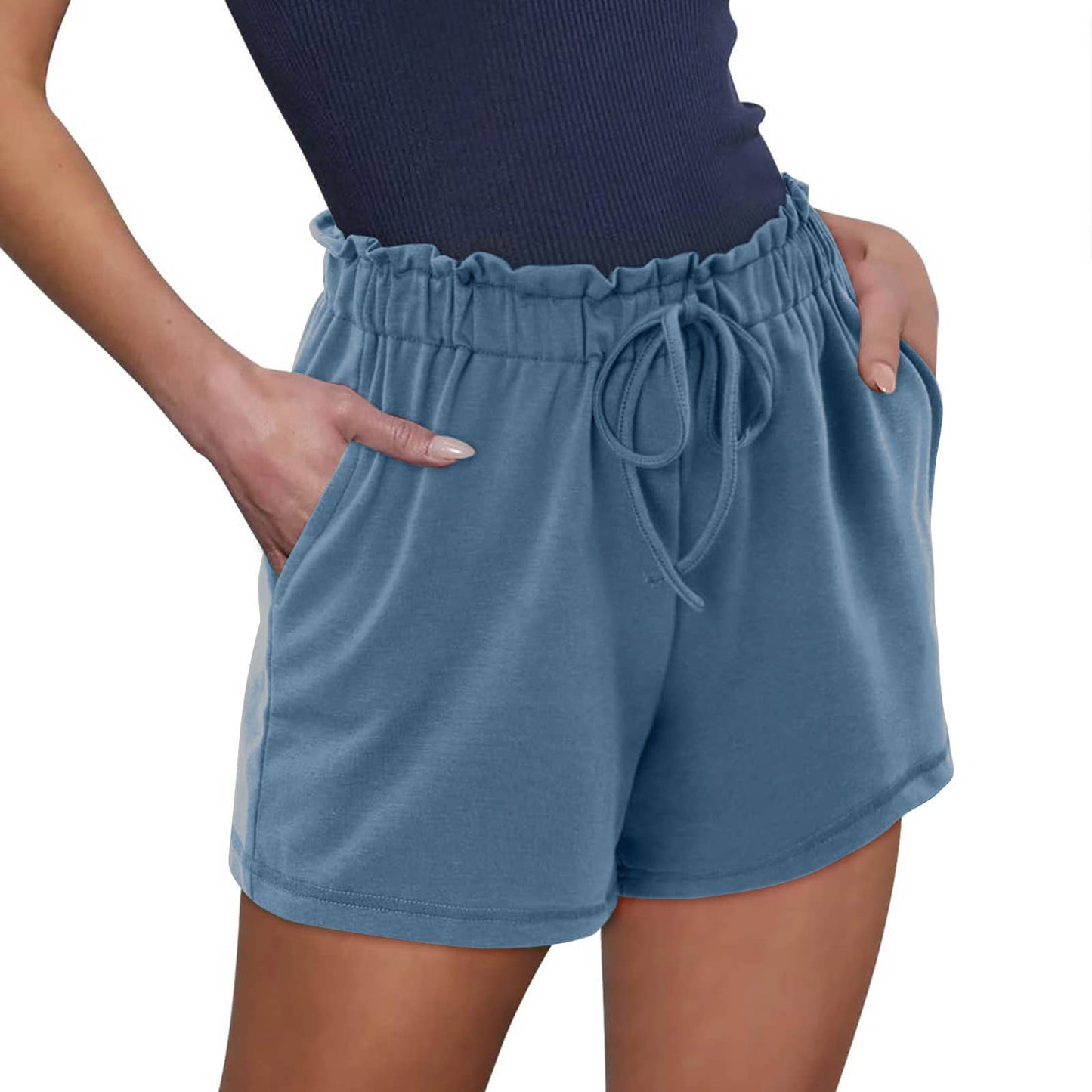 Solid Color Loose Casual Shorts with Pockets