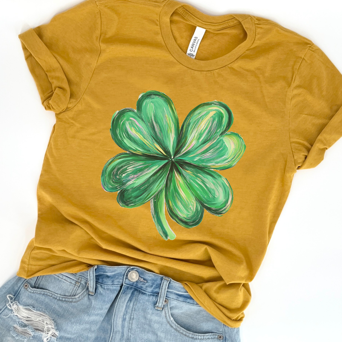 Four leaf clover graphic t-shirt, St. Patrick's Day women's top