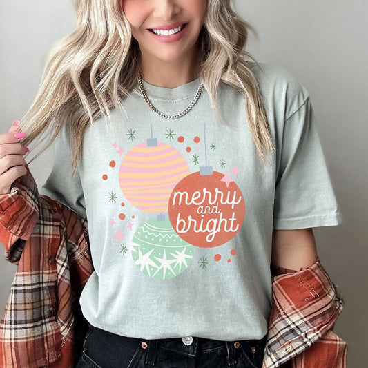 Merry And Bright, Pastel, Christmas Ornaments,, Tshirt