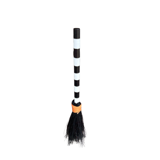 9" Black White Broom