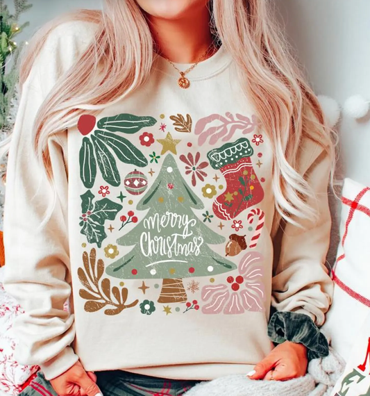 Merry Christmas Distressed T-Shirt or Crew Sweatshirt