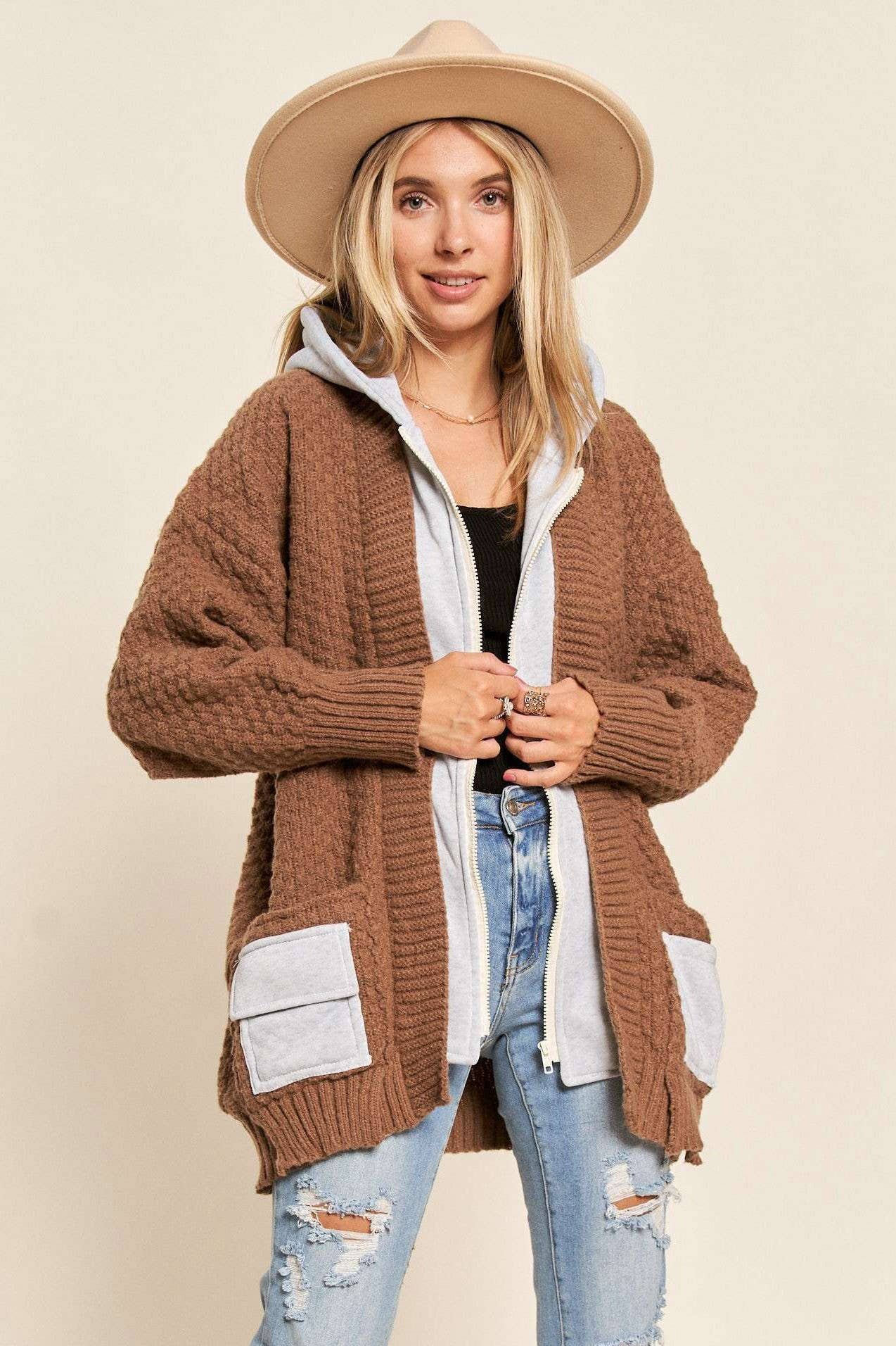 ZIP UP SWEATER HOODIE JACKET