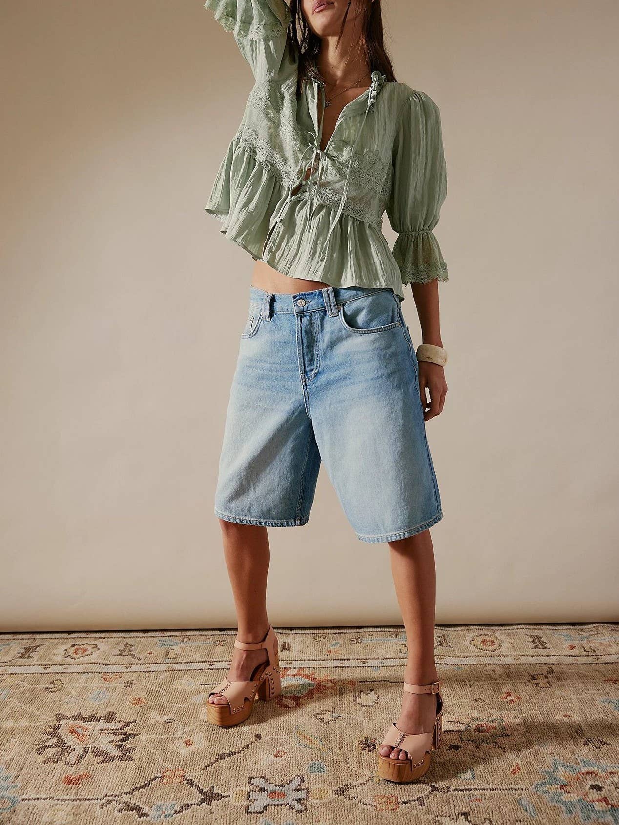 Boho vintage Victoria ancient ways tie front lace blouse