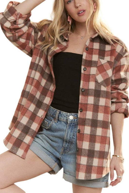 Plaid Button Up Flannel Shacket