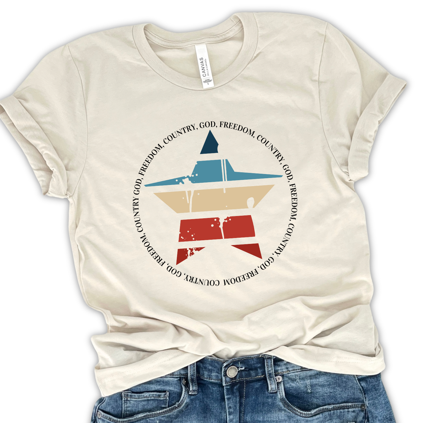Country God Freedom Christian Graphic t-shirt, Patriotic top