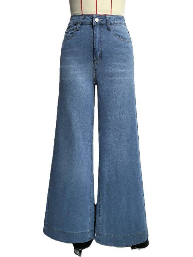 Trendy Western Retro Washed Wide Leg Jeans