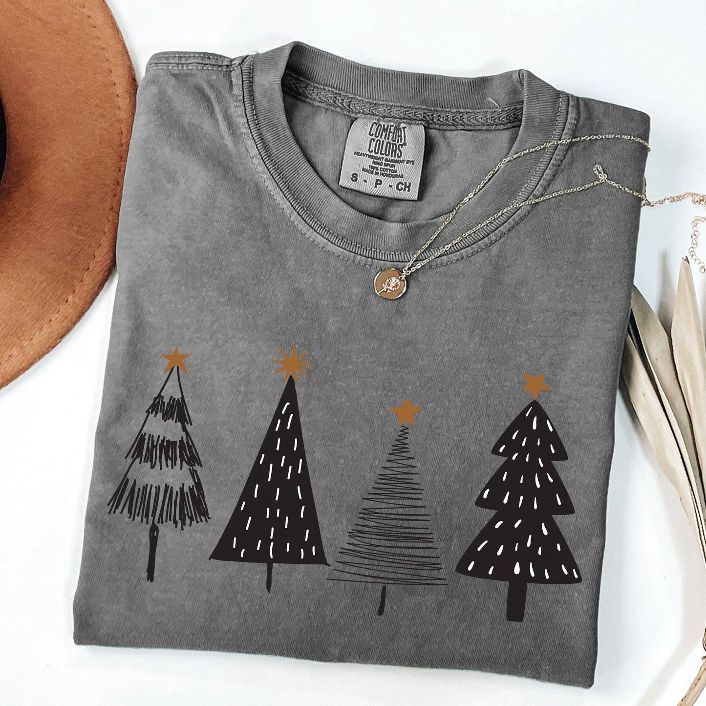 Minimalist Christmas Trees, Winter, Snow, Santa Tshirt