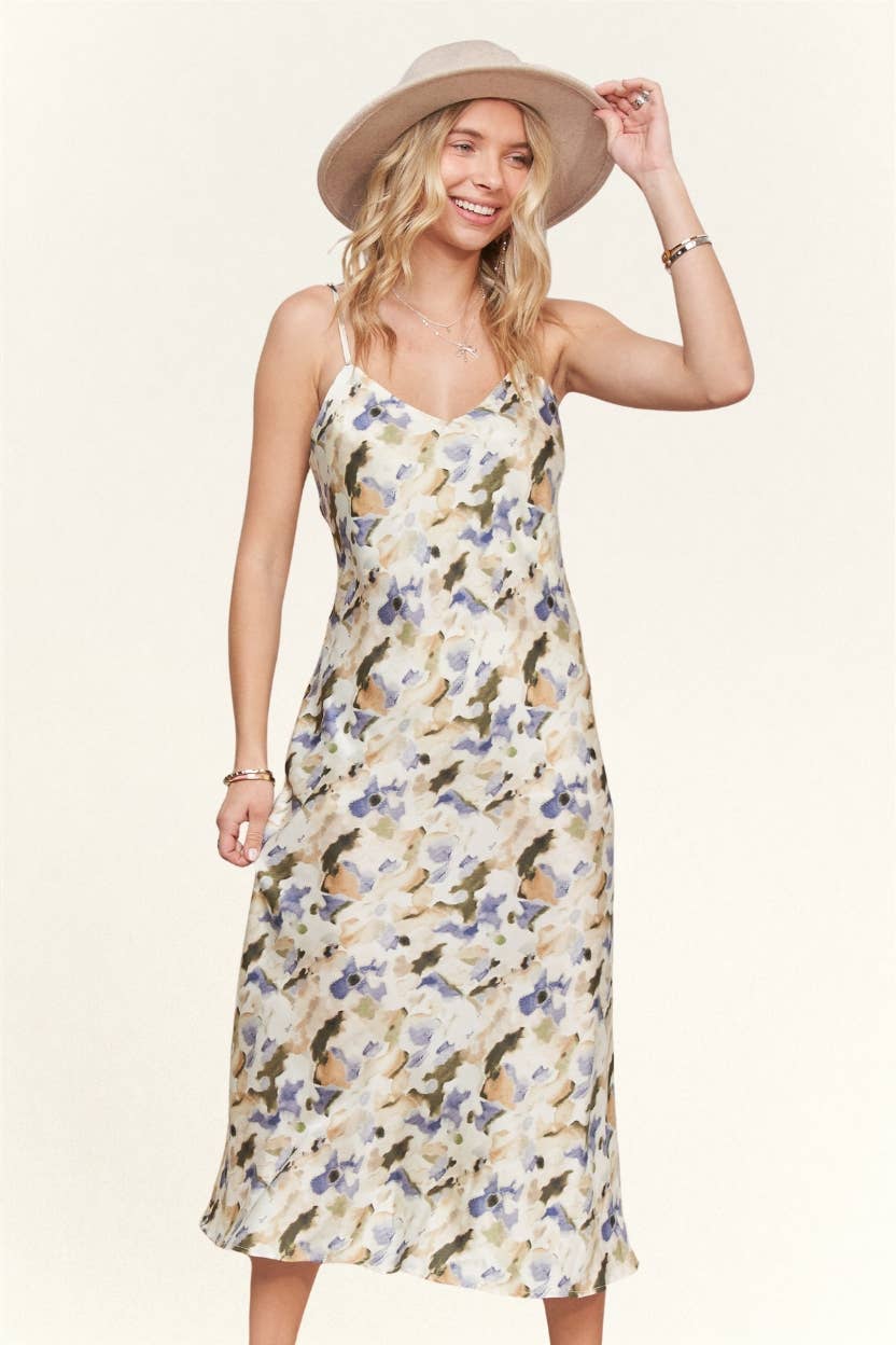 WATERCOLOR PATTERN SLEEVELESS DRESS