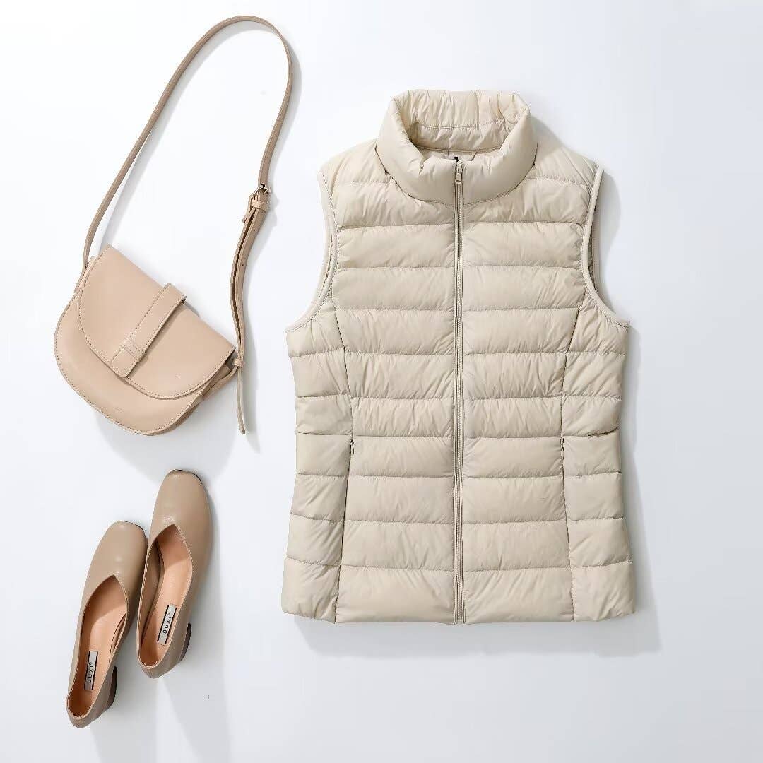 Essential basic puffer vest Slim-fit sleeveless jacket