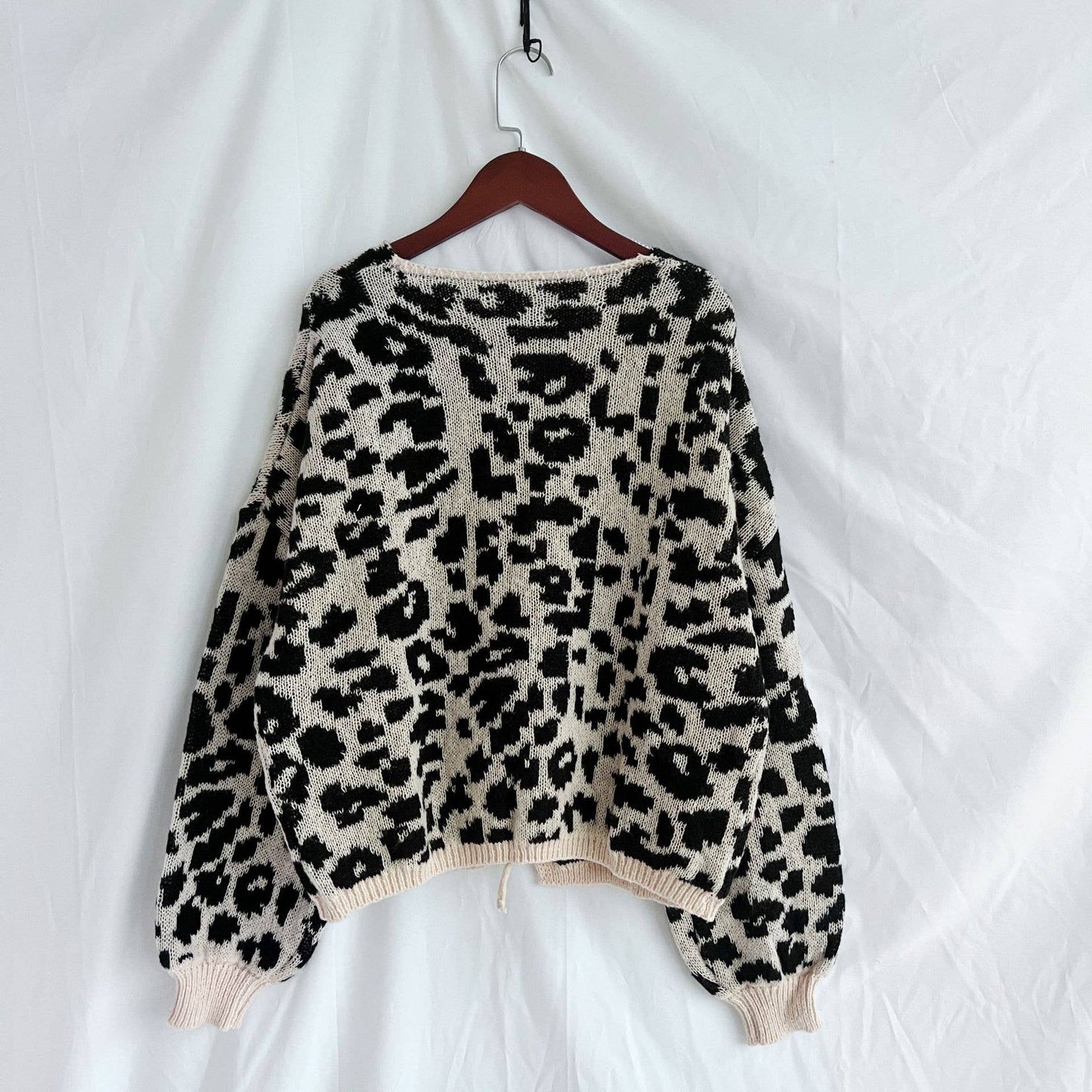 Retro Trendy Cheetah Leopard Print Lace-Up Cardigan