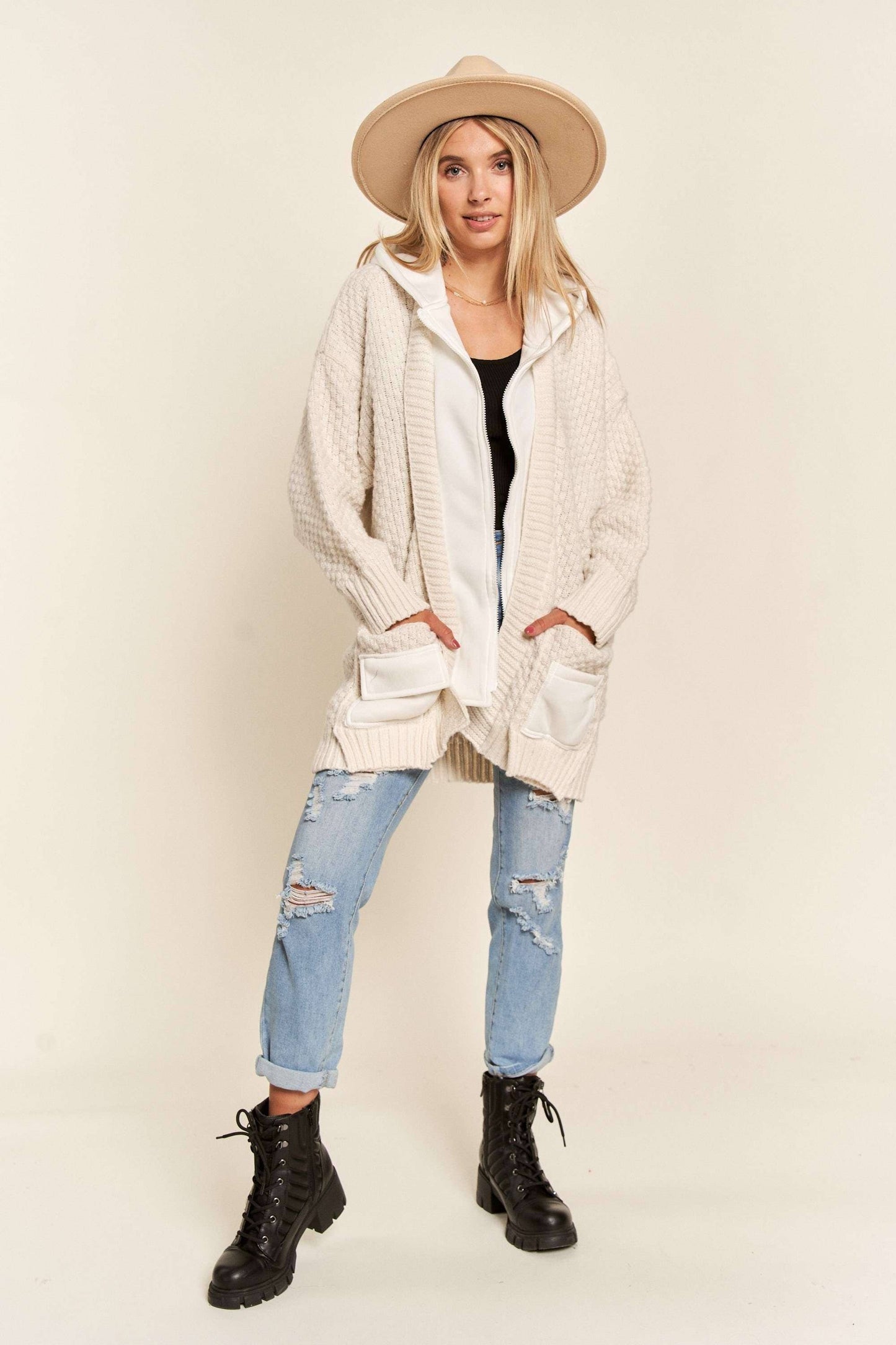 ZIP UP SWEATER HOODIE JACKET