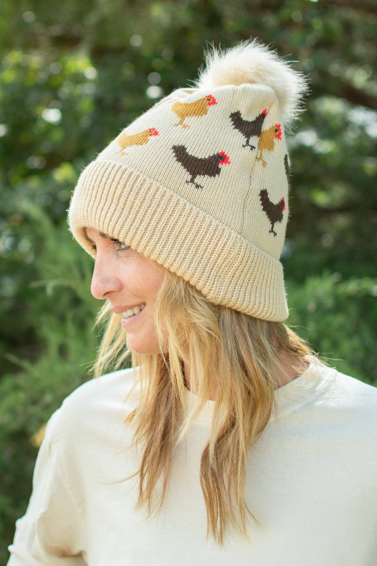 Chicken Knit Pom Beanie