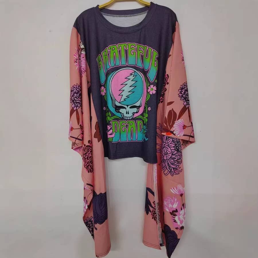 Country Music Vintage Graphic Tee with Long Kimono Sleeve