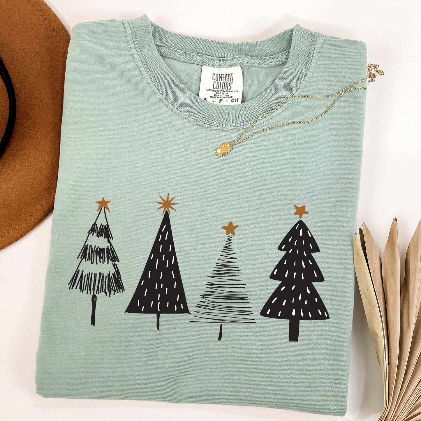 Minimalist Christmas Trees, Winter, Snow, Santa Tshirt