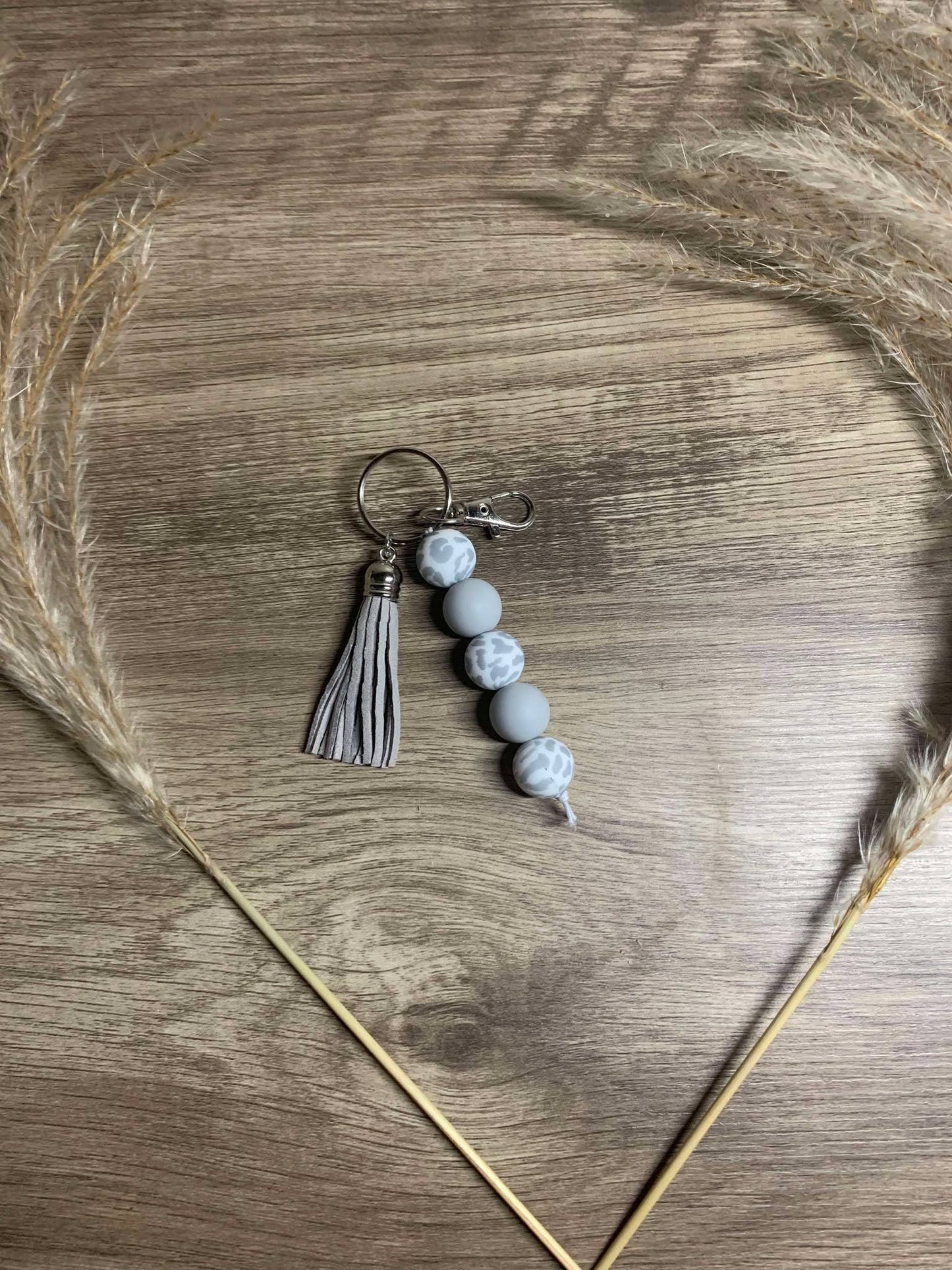 Grey Leopard Keychain