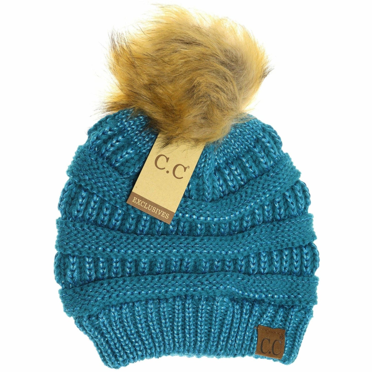 Metallic Fur Pom CC Beanie HAT43MET