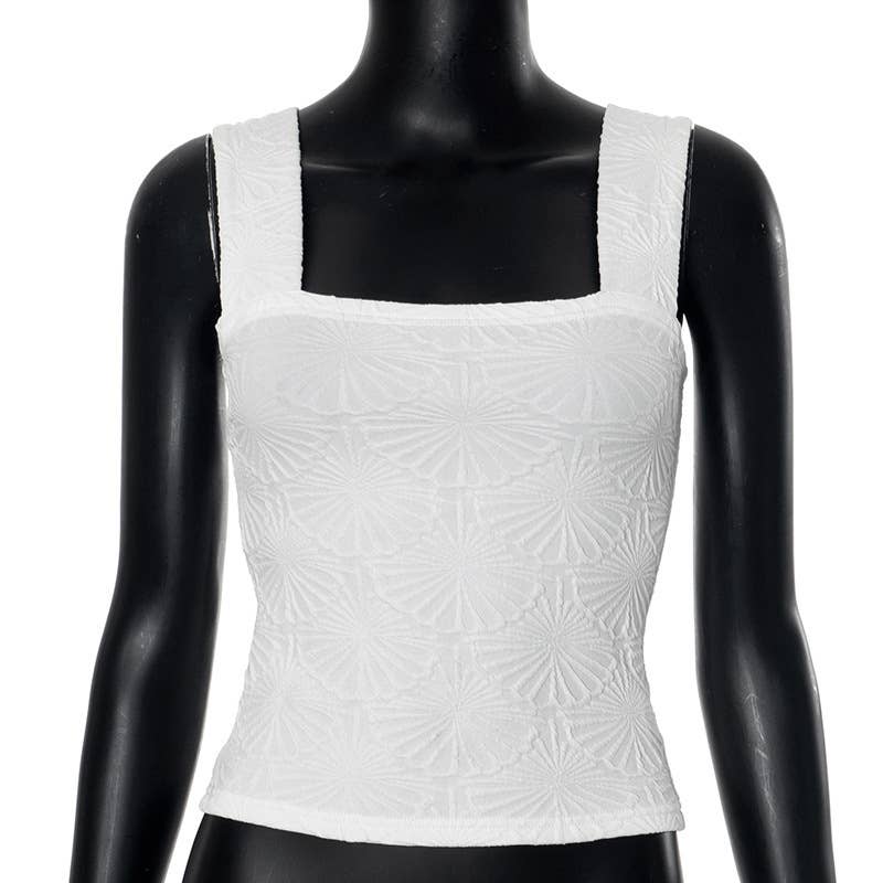 Essential Basic Flower Jacquard Y2k fitted Tank