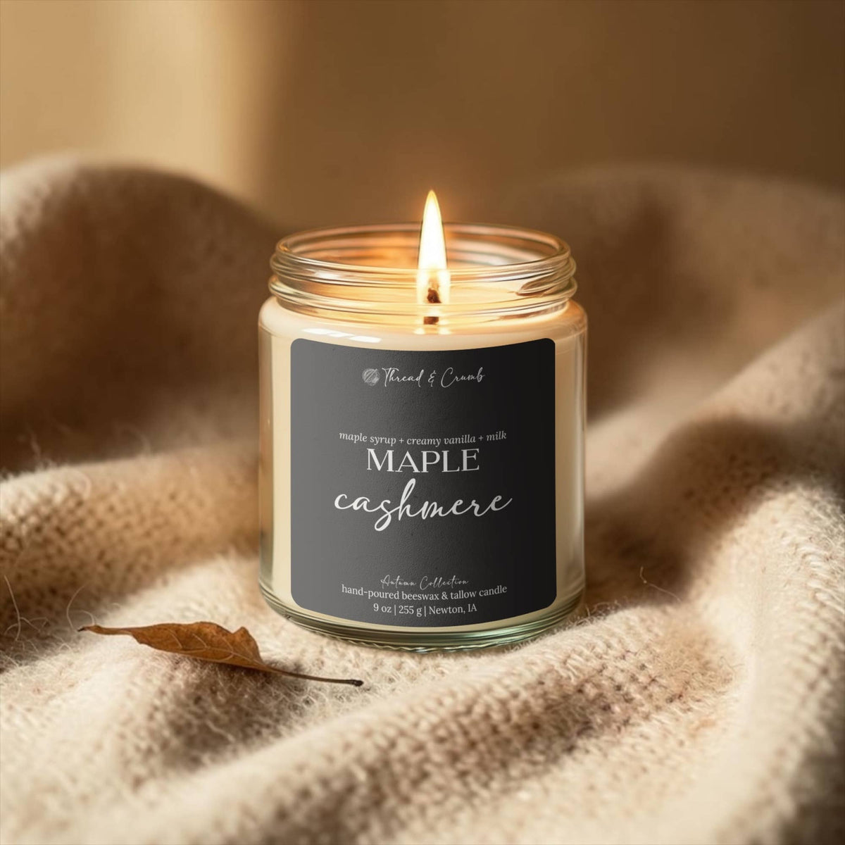 Maple Cashmere Fall Candle | Beeswax + Tallow | 9 oz