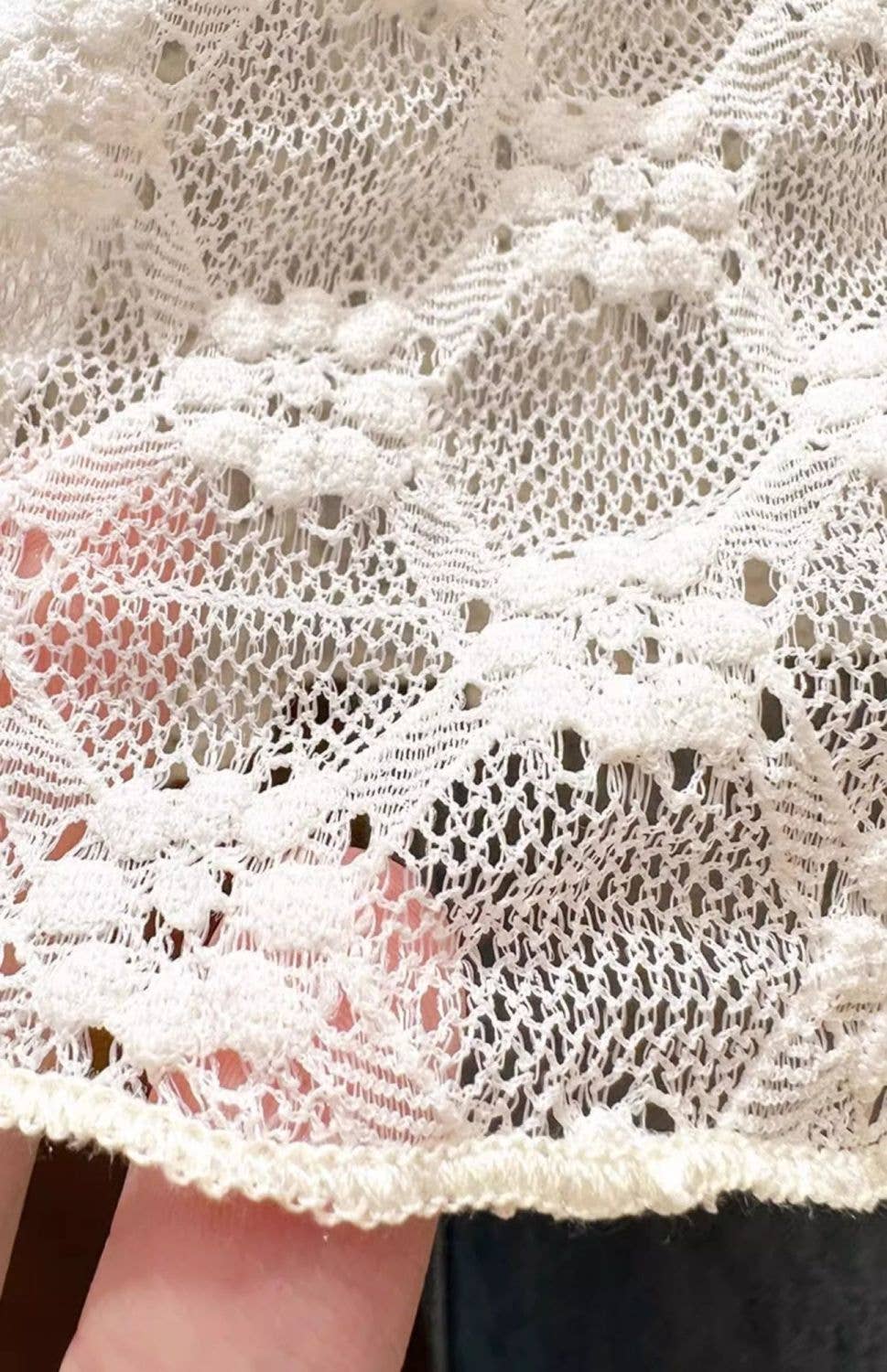 Sheer Mesh Diamond Floral Lace Layering Fitted Crew Top