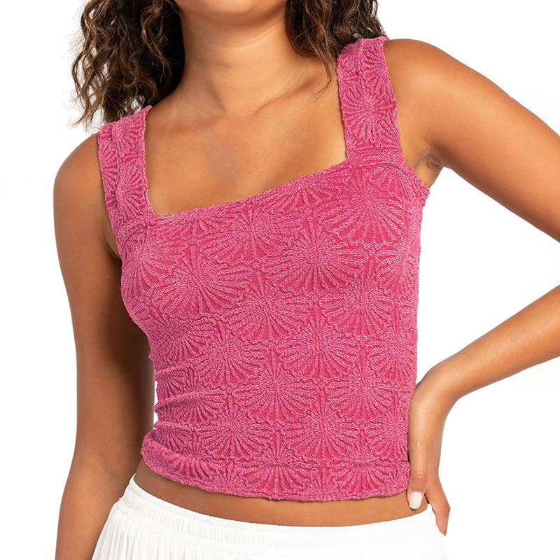 Essential Basic Flower Jacquard Y2k fitted Tank