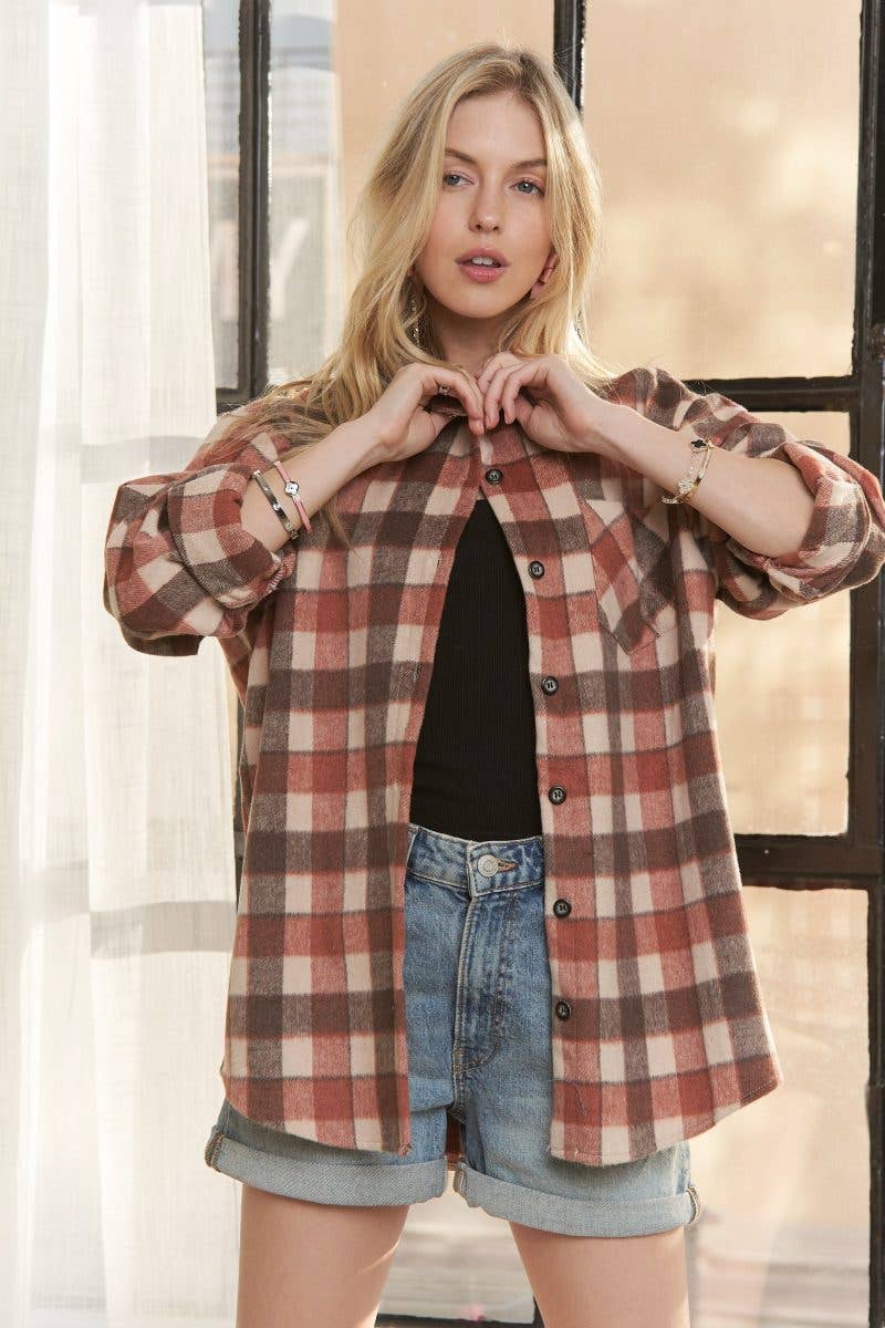 Plaid Button Up Flannel Shacket