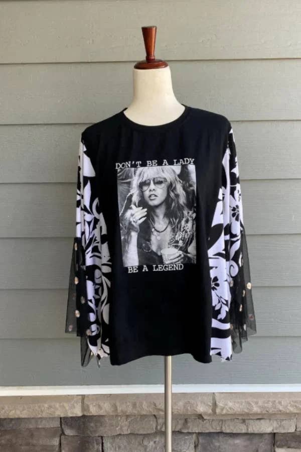 Country Music Vintage Graphic Tee with Long Kimono Sleeve