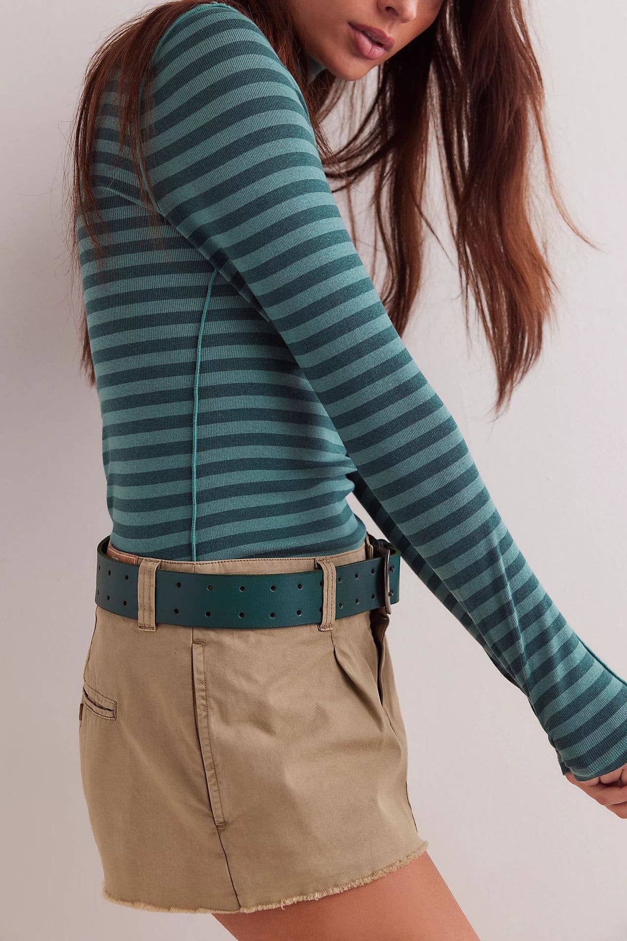 Stripe Turtleneck basic top fitted tee long sleeve top