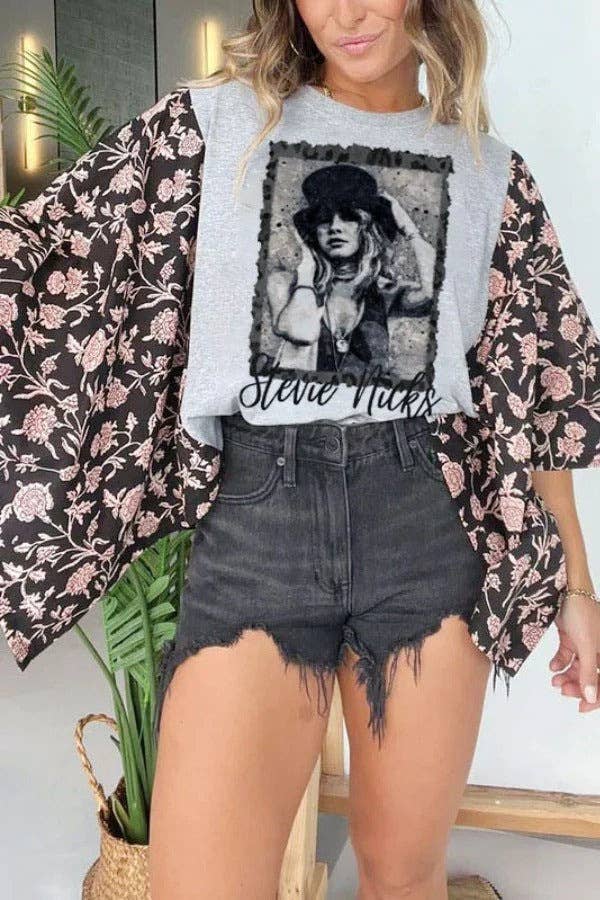 Western Vintage Graphic Batwing Kimono Sleeves Tees Boho Top