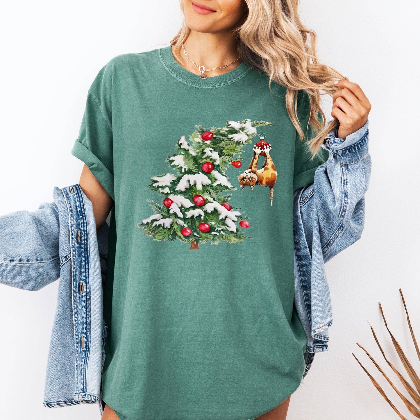 Cat Christmas Tree, Funny, Naughty Santa Snow, Xmas Tshirt