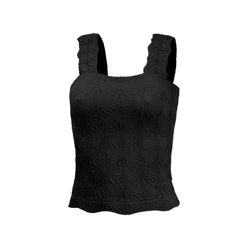 Essential Basic Flower Jacquard Y2k fitted Tank