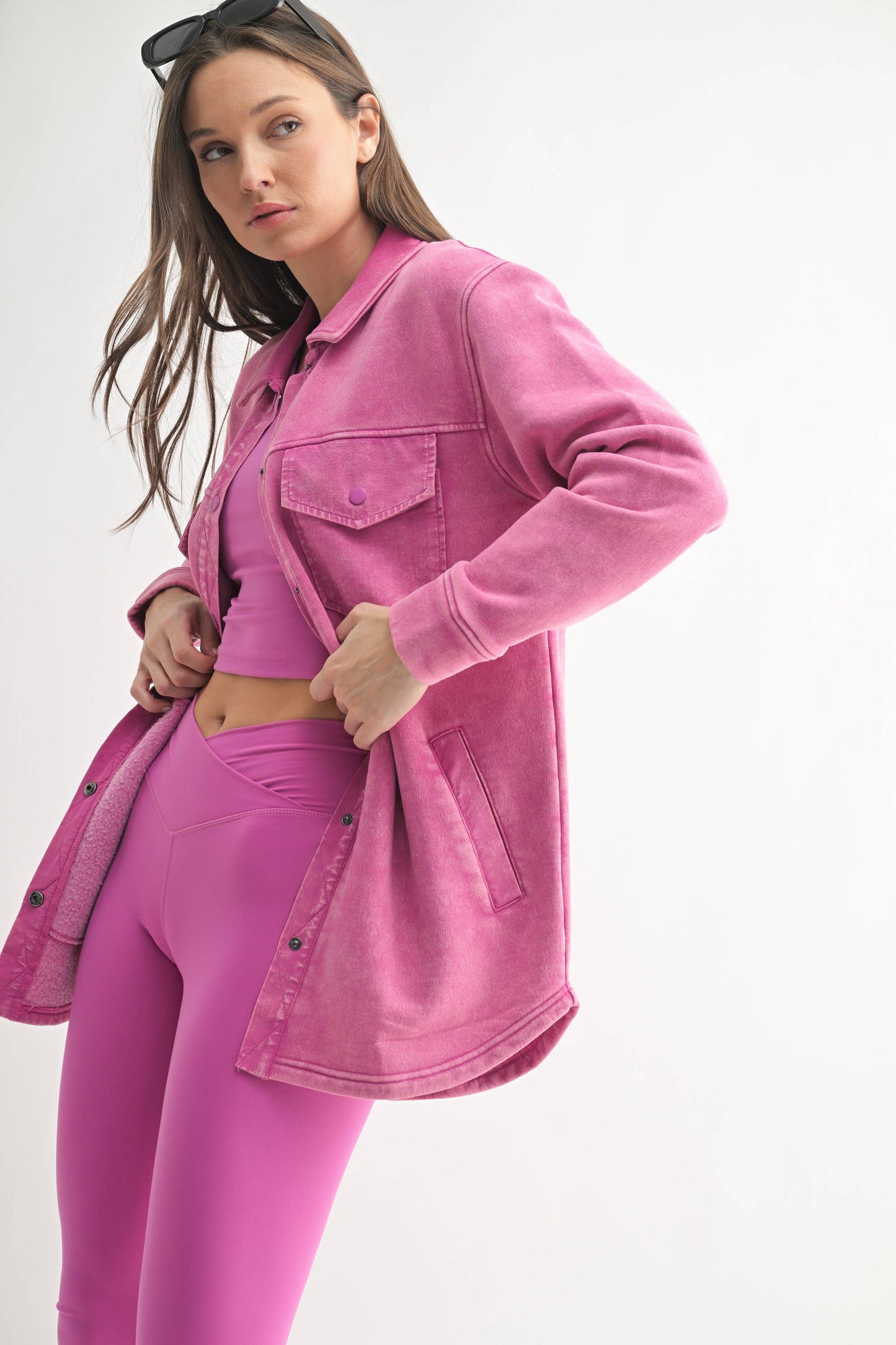 Snap-On Shacket with Pockets: NATURAL