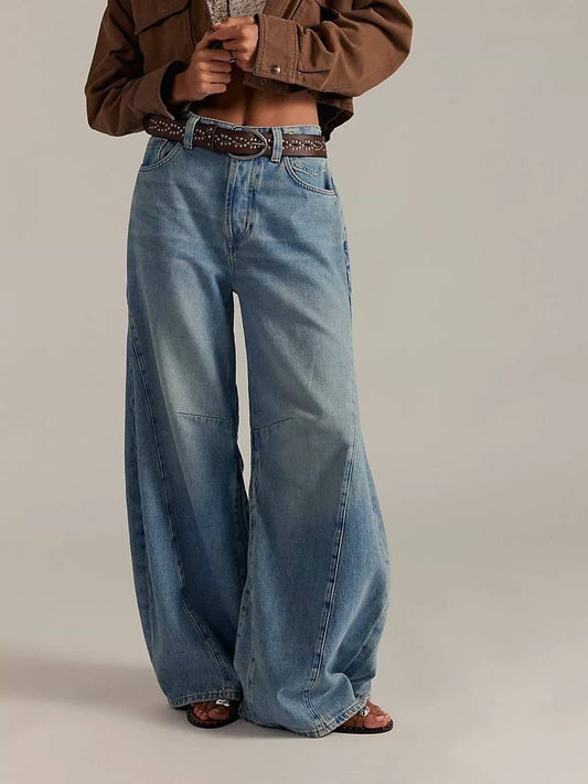 Retro Style Old School Slouchy Flared Puddle Jeans