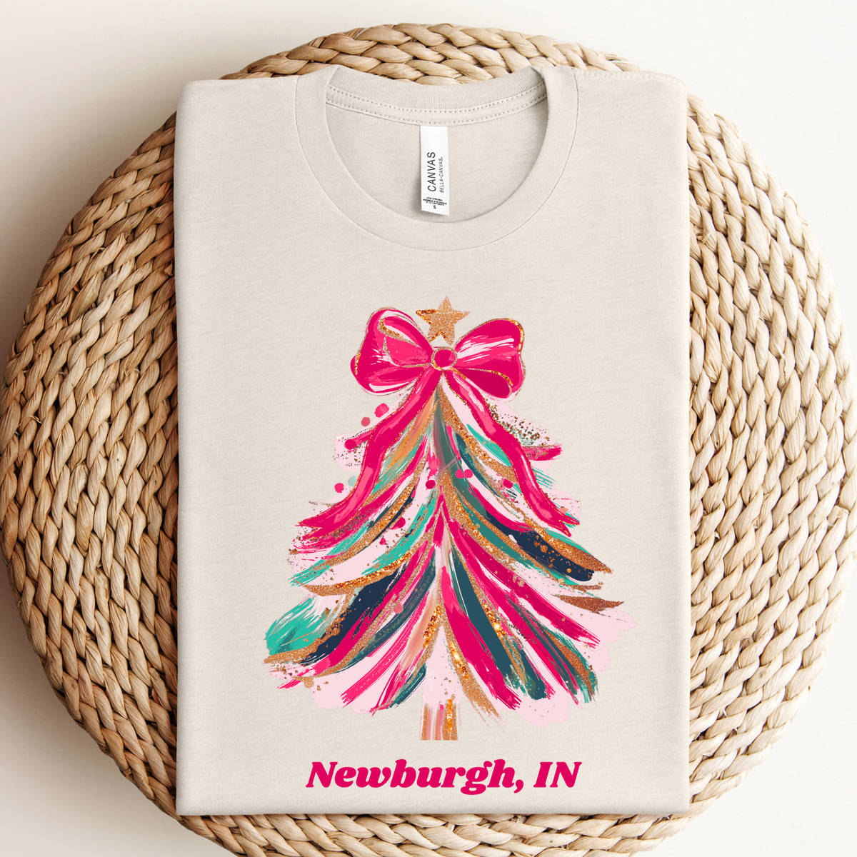 Custom Christmas Preppy Bow Graphic Tee